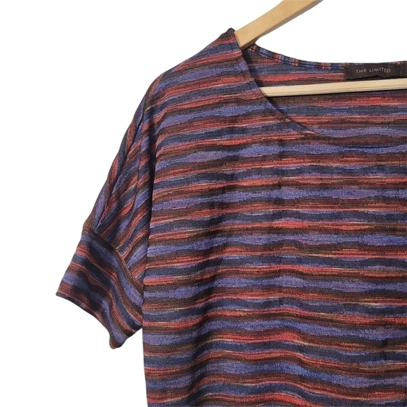 The Limited Multicolored Striped Short Sleeve Blouse - Picture 5 of 8